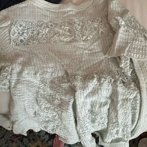 Textured Lace Knit Sweater